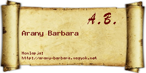 Arany Barbara névjegykártya