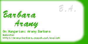 barbara arany business card